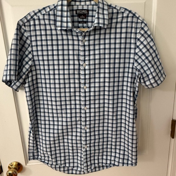 Michael Kors Blue and White Checkered Casual Shirt - Picture 1 of 6